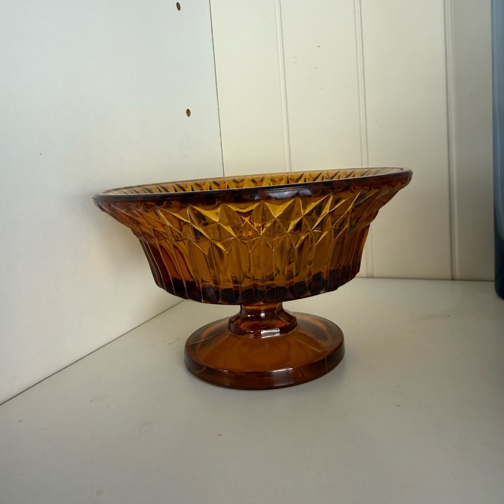 Indiana Glass Co Amber Diamond Point Fairy Lamp BASE only